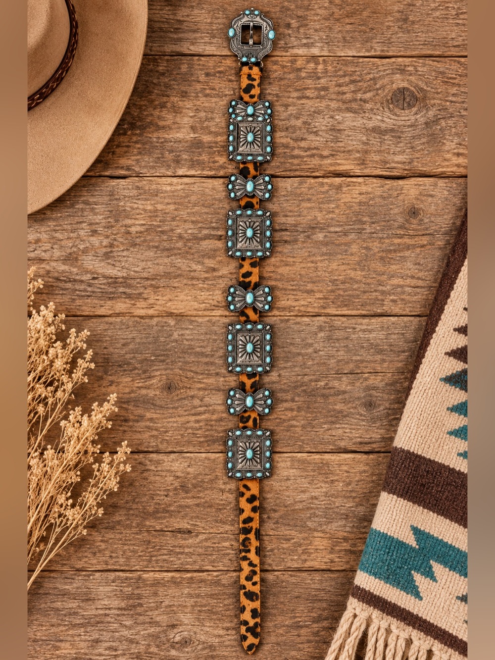Lucky & Blessed Western Leopard Concho Belt